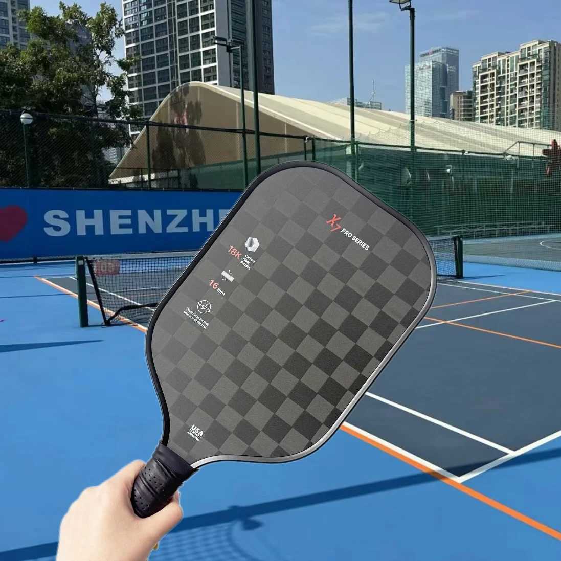 8K Carbon Fiber Face 6MM Pickleball Paddle Training Racket Honeycomb Core Professional Pickleball Racket Suitable for Beginner W251021