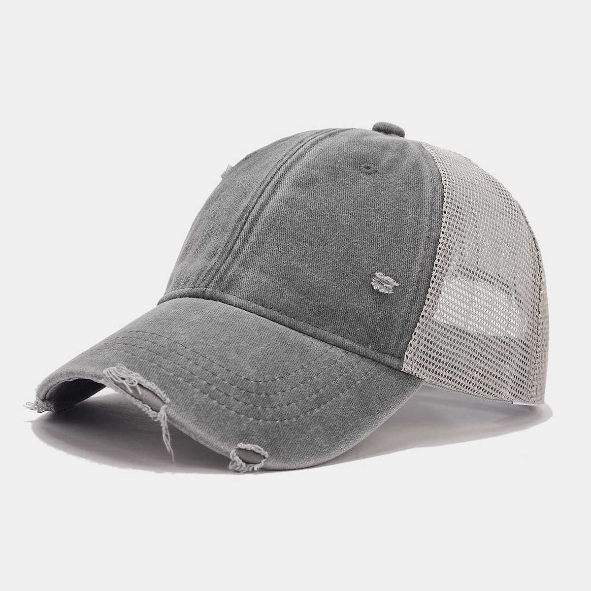 Fashion Summer Patchwork Mesh Baseball Cap for Men Breathable Washed Distressed Duckbill Cap for Women Outdoor Sun Protection Hat H251020