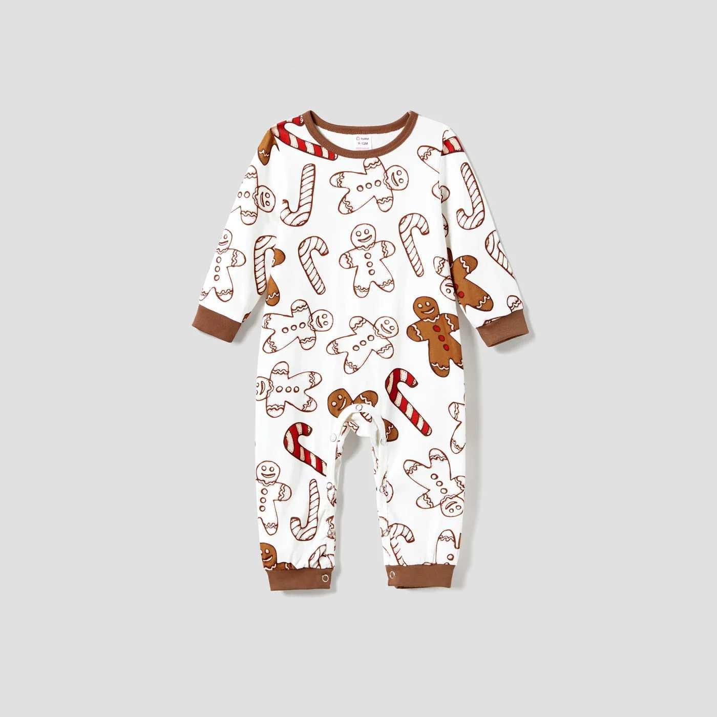 Family Matching Christmas Lettering Gingerbread Man Print Long Sleeve Top Pants Soft Pajama Set SGS Certified L251021OHID