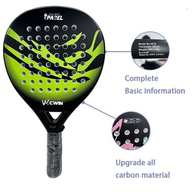 Cwin Paddle Racket Adult Prefessional Carbon Fiber Soft EVA Face Tennis Paddle Racquet with Accessories Padel Bag Cover 2025 W251021