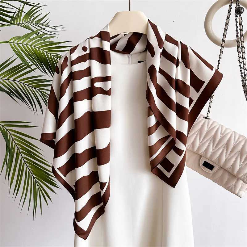 Women Spain Brand Design Scarf Fashion Leopard Zebra Silk Scarves Square Small Handkerchief Neck Snood Bag Hijab Snood 9090Cm W251021