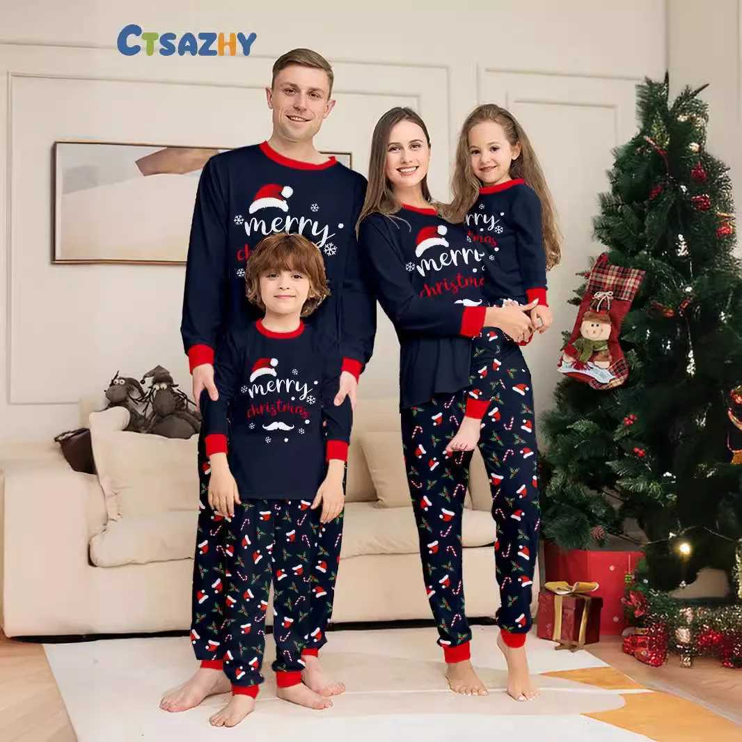 Family Christmas matching clothing Adults and children fullsleeved Oneck pajama sets for children baby long jumpsuit L25102122S9