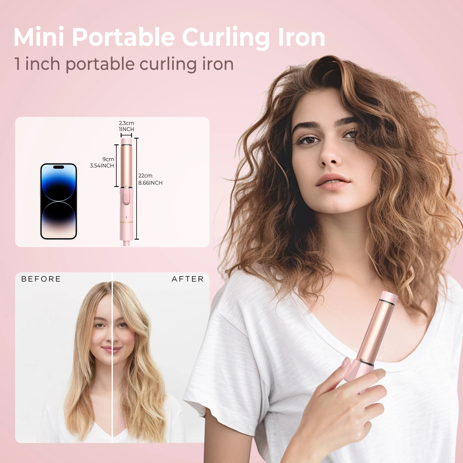 Ceramic Mini 1 inch Curling Iron for Short Hair Small Hair Curler Iron for Travel Dual Voltage Curling Wand 251018