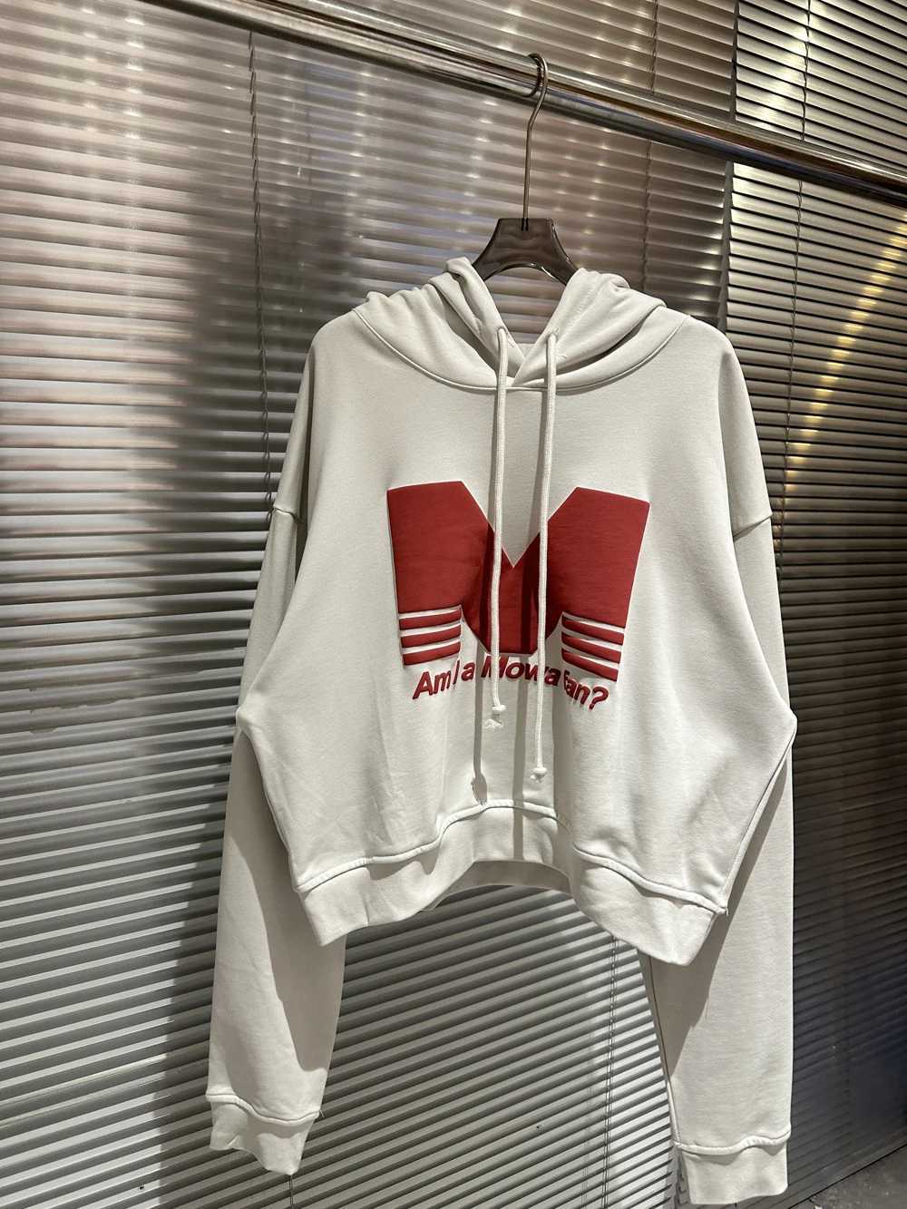 2025 Mowalola high quality Am I a Mowa fan Red slogan M foam printing oversized men women hooded sweatshirt short hoodies W251021