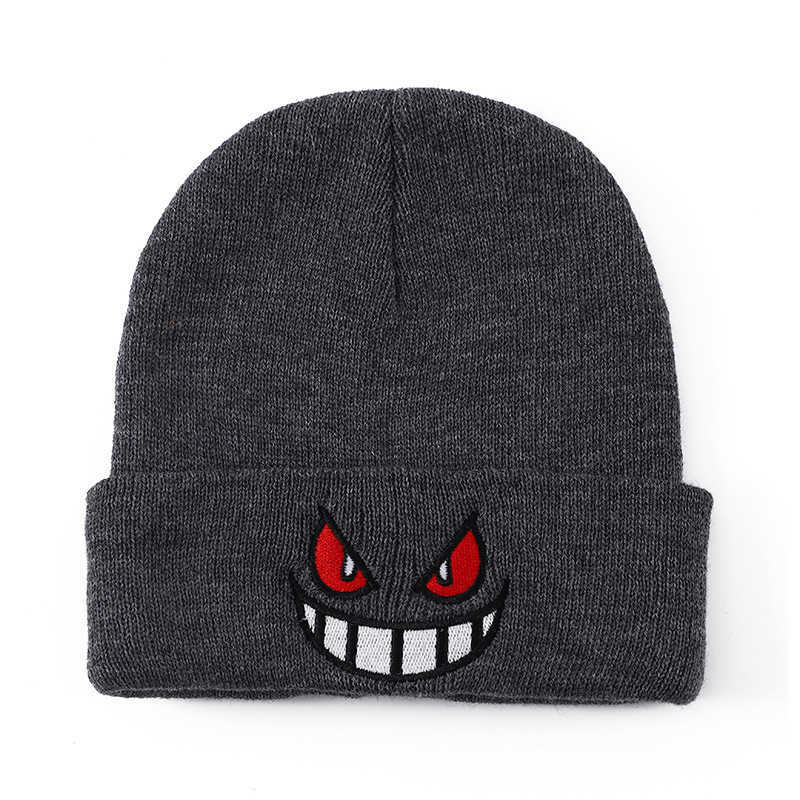 New Embroidered Knitted Hat Cartoon Gengar Creative Knitted Hat Autumn Winter Warm Ear Protection Breathable Cold Hat H251020
