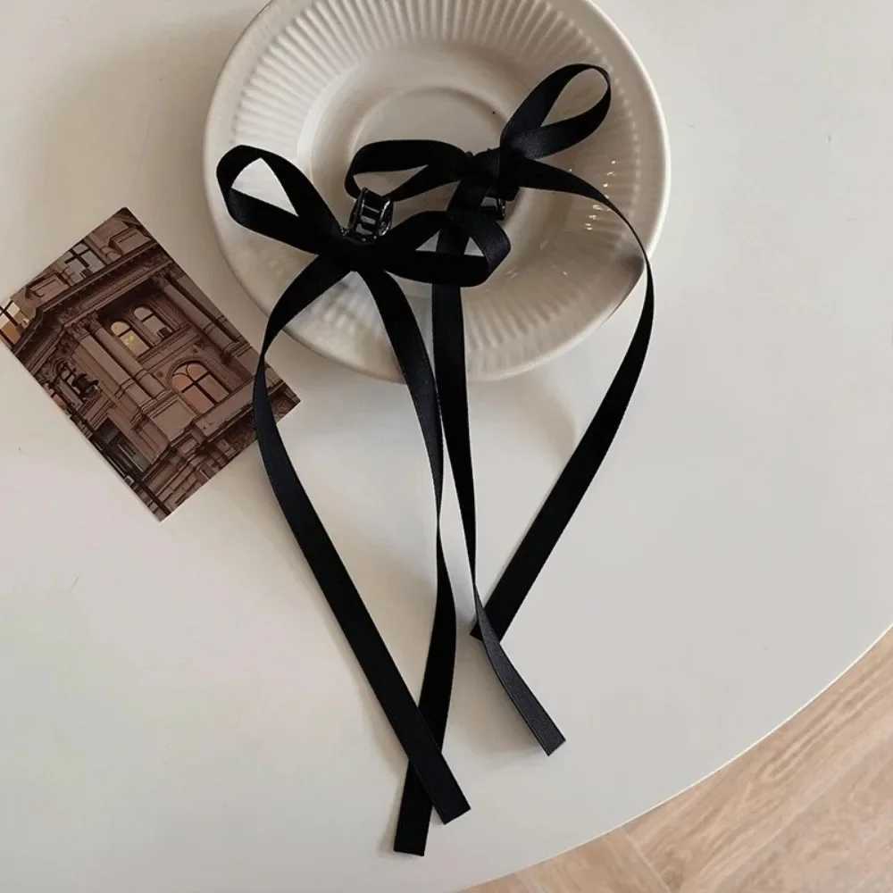 2Pcs Y2K Long Bow Hair Clip Women Girls Ribbon Bow Shark Clip Cute Korean Long Tassel Ribbon Hairpin Girls Hair AccessoriesW254021