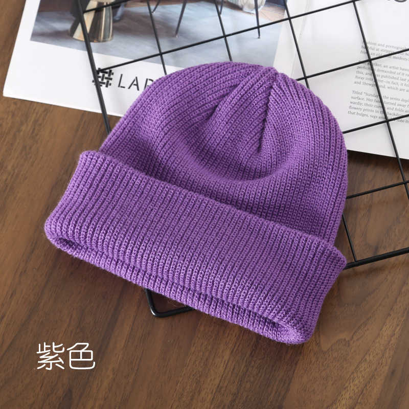Womens Autumn and Winter Solid Color Light Plate Crimped Knitted Hat Outdoor Leisure Cold Proof and Warm Wool Hat H251020