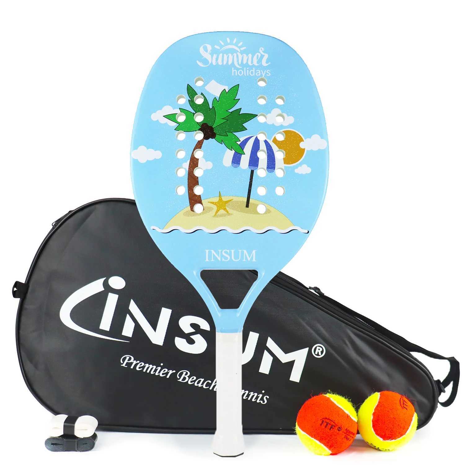 INSUM Training Racket Beach Tennis with Full Carbon Fiber EVA Soft Grip for Beginners Lightweight Raquete Beach Tennis Set W251021