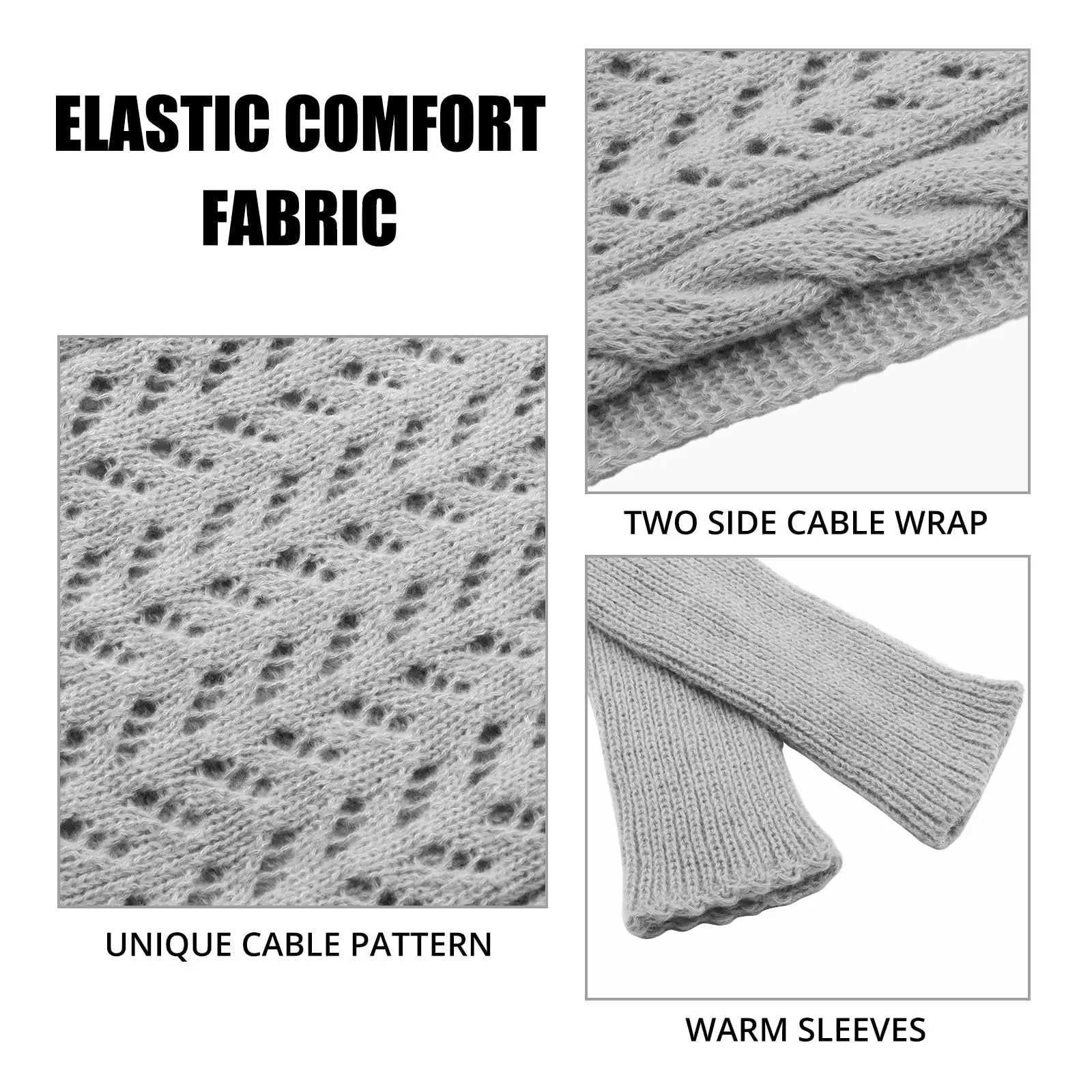 Multifunctional Scarf with Sleeves for Women Winter Shawl Wrap with Sleeve Solid Color Knitted Wrap Scarf Shawl Cape with Sleeve W251021