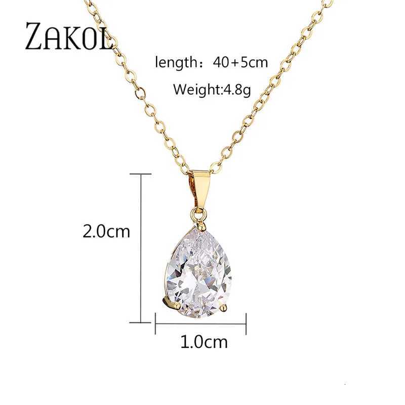 ZAKOL New White Water Drop Cubic Zirconia Clavicle Chain Necklace Simple Temperament Women Wedding Party Jewelry NP3098 D251021