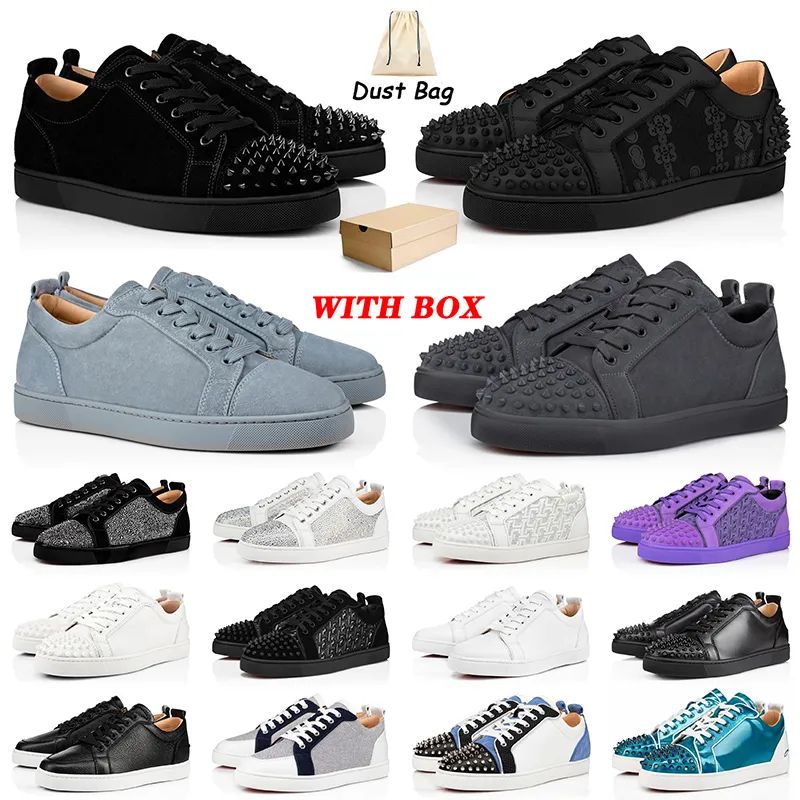 With Box Designer Shoes Red Dress Shoes Men Women Bottoms Casual Shoes Sneakers Glitter Grey Leather Suede Women Fashion Spikes Luxury Classic Office Trainers