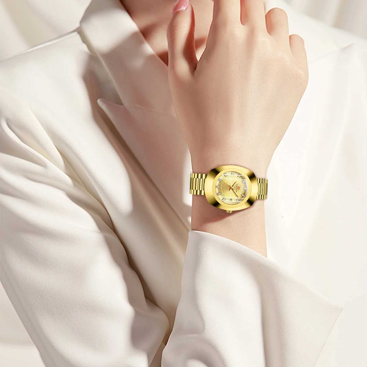 2024 New Women Oval 34mm Stainl Steel Quartz Movement Brand Luxury Water Diamond Gold Black Casual Dr BanquetXJ251021