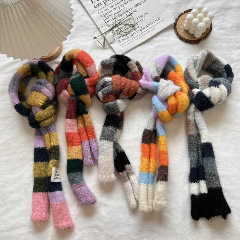 2025 Womens Thin Narrow Long Colorful Striped Scarf Autumn and Winter New Design Hot Girl AllMatch Decorative Scarf W251021