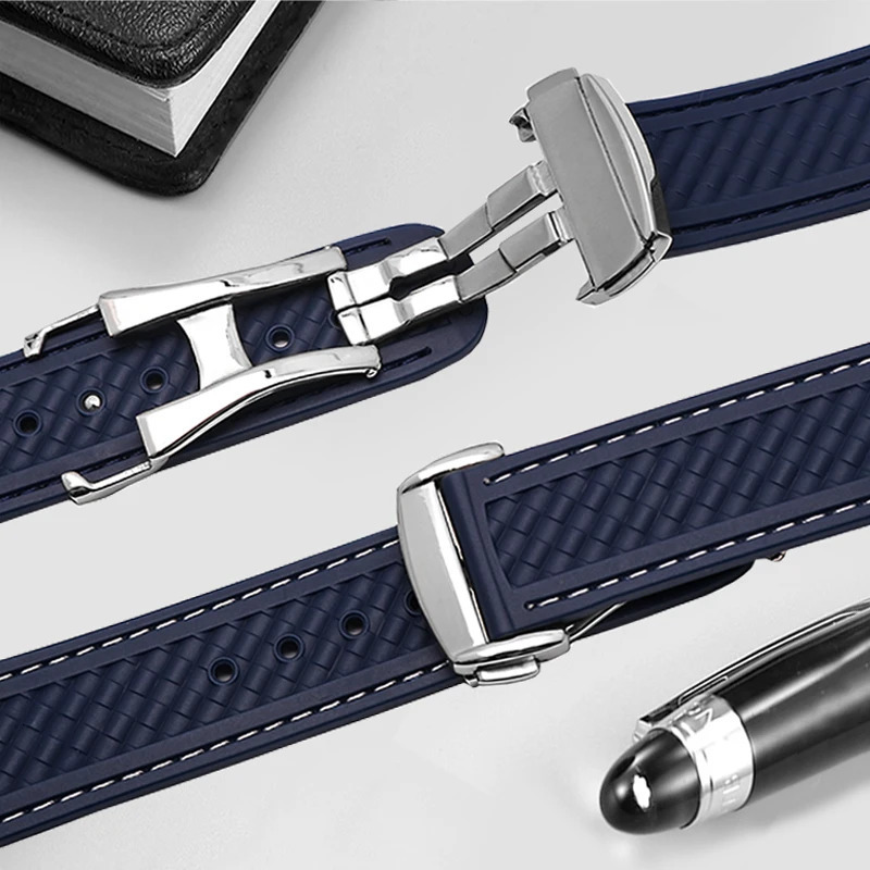 Rubber Watchband For Omega AT150 Diving watches straps Black Blue Silicone Watch Strap 20mm bracelet 251016