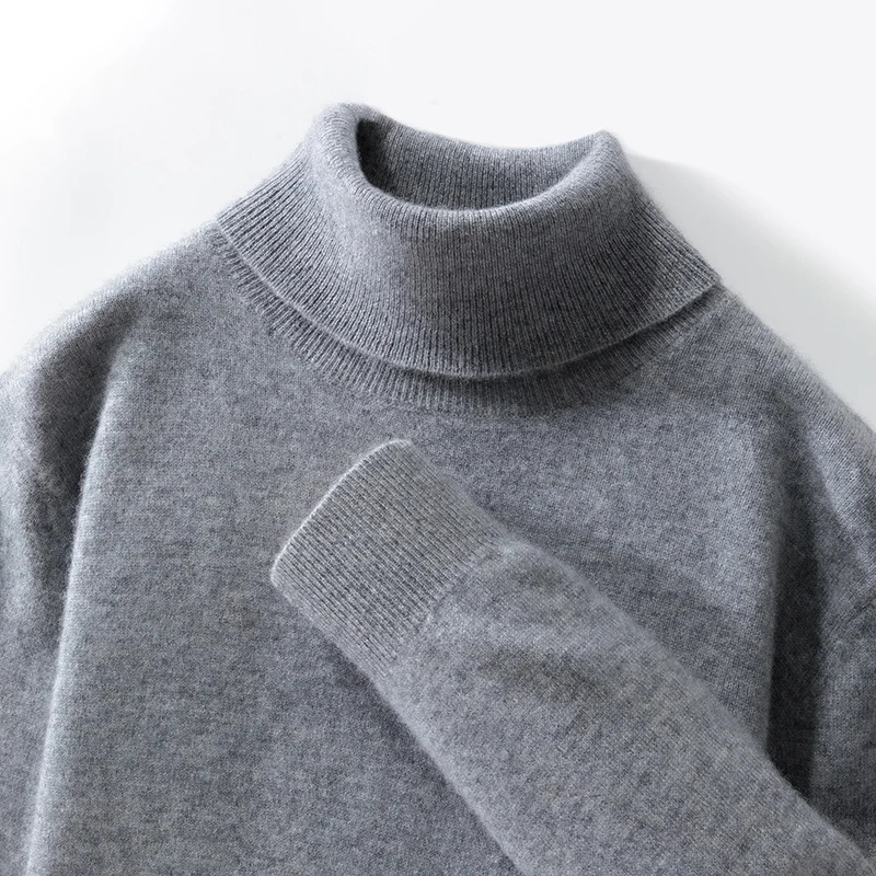 Autumn And Winter 100 Pure Wool Mens HighNecked Knitted Bottoming Shirt Plus Size Sweater Lapel Shirt 251020