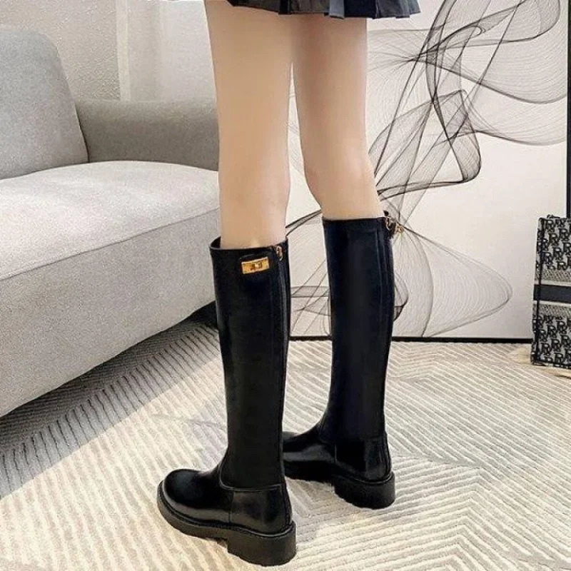 Soft Leather over Knee High Boots Womens Flat Knight Boots Slimming High Tube Boots Back Zipper Long Boots Horse Boots 251017