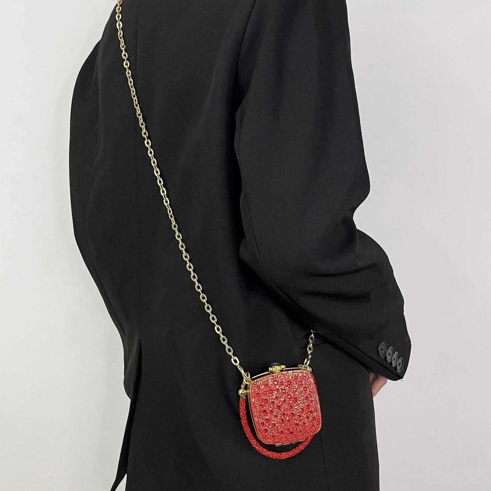 Banquet Bag for Women Highquality Acrylic Shoulder Bag with Mirror Designer Full Diamond Mini Crossbody Bag Cute Lipstick BagXJ251021