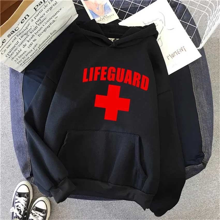 Meaningful Lifeguard Print Fashion Trend Harajuku Hoodie Suitable for Both Men and Women Comfortable Pullover for Autumn Winter W251021
