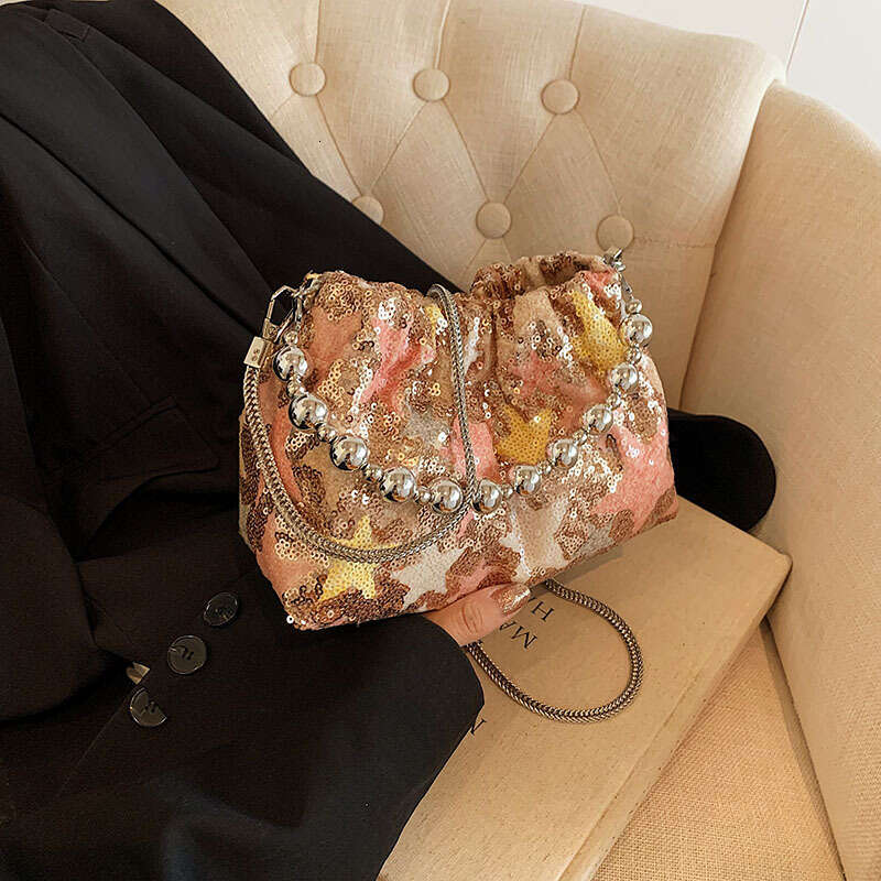 Niche Sequin for Women 2025 New Fashion Versatile Chain Crossbody Handheld Outdoor Small Tote Bag