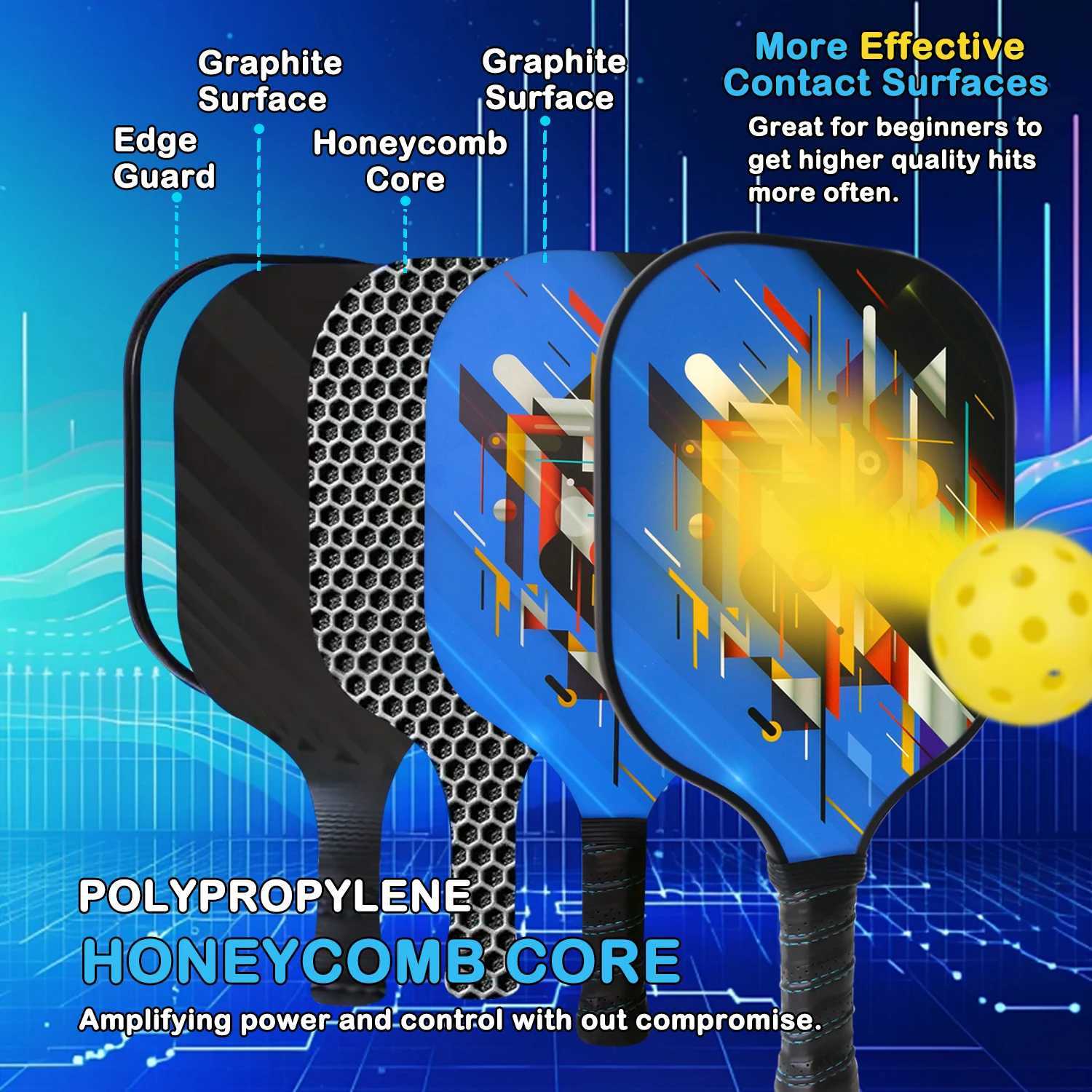 Carbon Fiber Pickleball Paddles Carbon Fiber Fiberglass Hybrid Face Pickleball Racket Pickle Ball Paddle Set For Beginners W251021