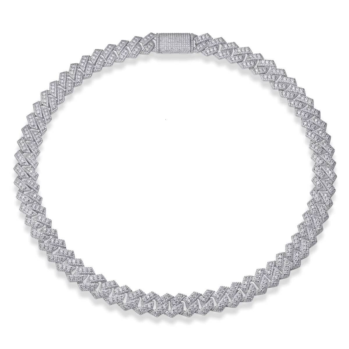 Zanlong 14038 Wholesale Cuban Hip Hop Jewelry Fashion Silver Necklaces Diamonds Iced Out Cuban Necklace for Men Moissanite Chain
