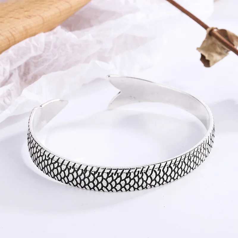 Foxanry Silver Color Bracelet New Trend Punk Vintage Fish Design Bangles Party Jewelry Birthday Gifts Couples Accessories J251021