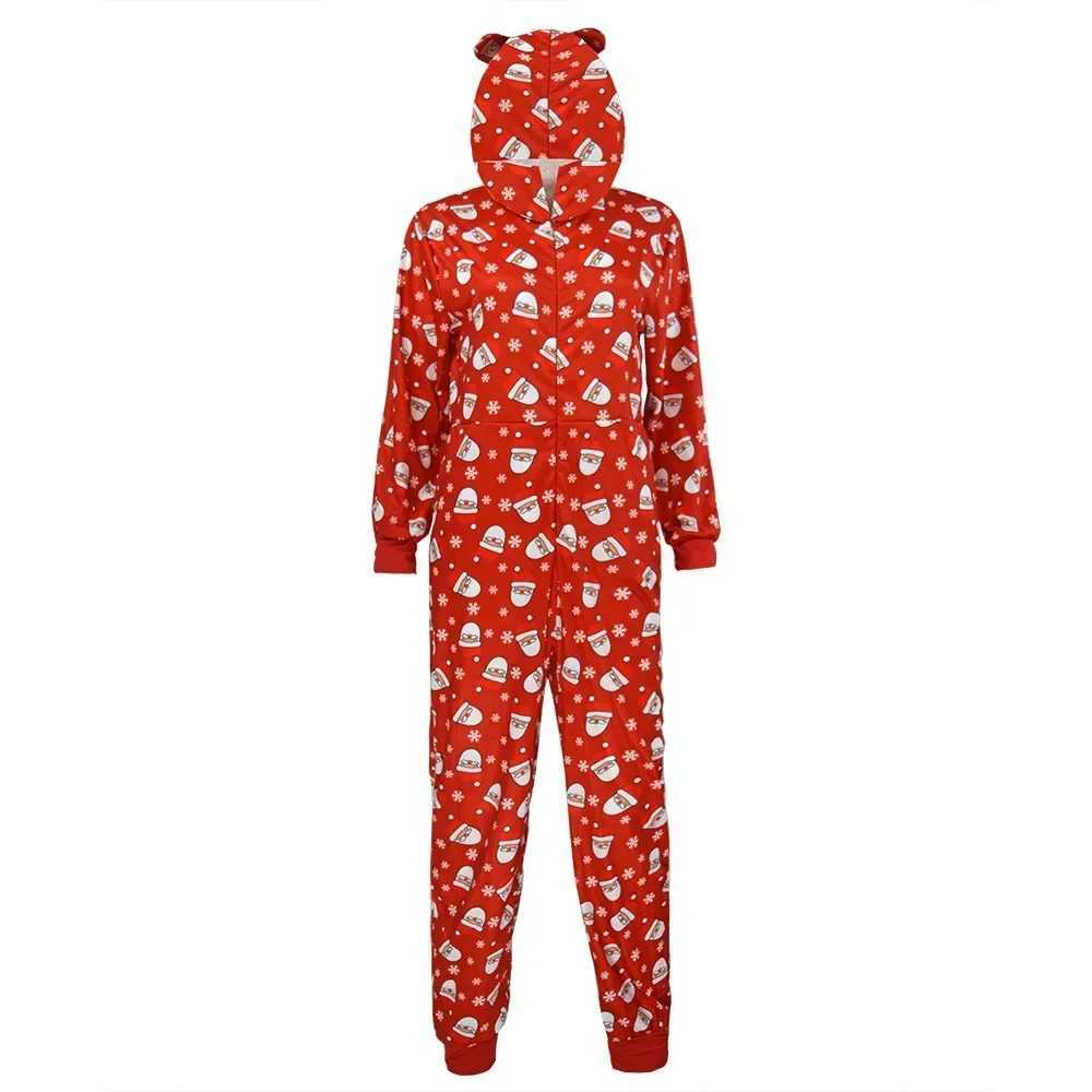 New Christmas Family Matching Pajamas Santa Print Hooded Zipper Jumpsuit Adults Kids Matching Clothes Onepiece Romper Xmas Look L25102175T3