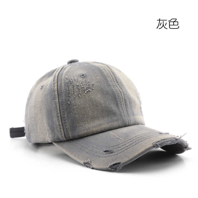 Womens Spring Summer Washed Distressed Denim Solid Color Baseball Cap Outdoor Mens Sun Protection Visor Cap H251020