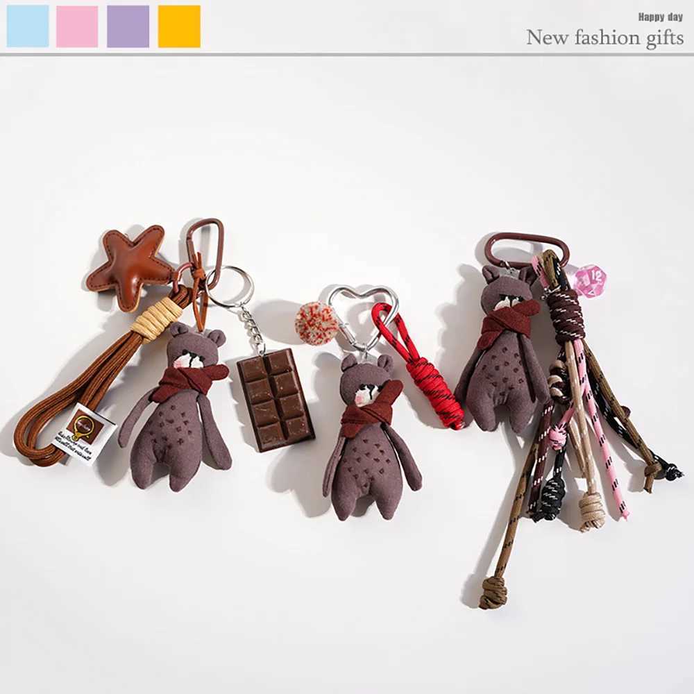 Cute Scarf Little Bear Keychain Cartoon Plush Doll Pendant Bag Charm Wope Rope Design Beaded Hanging Piece Accessories A257 J251121