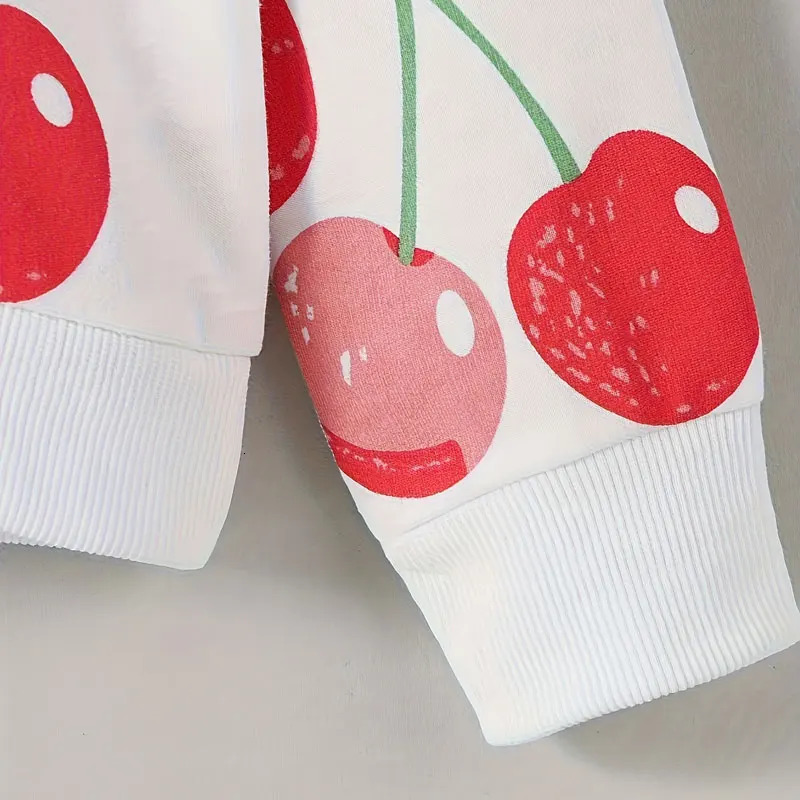 Girls Sweatshirts Fashion Cherry Print Pullover for Kids Spring Autumn Long Sleeved Children Tops Baby Tshirts Toddler Outfits 251021