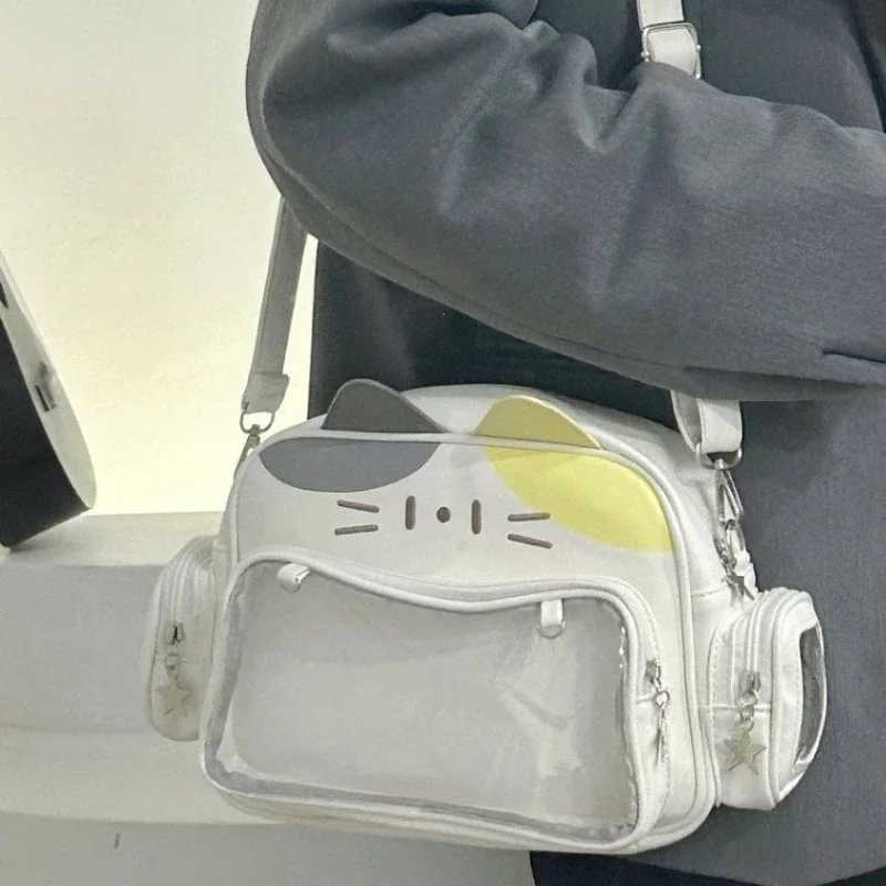 Womens Fashion Backpacks Y2K Korean Japan Kawaii Cat Ita Bag PU Cute Girls Transparent Pocket Aesthetic Shoulder Crossbody BagsXJ251021