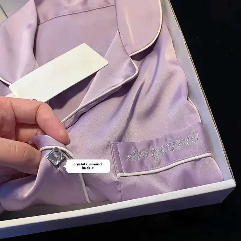 2023 Highend Feel Silk Long Sleeve Womens Pajama Set Air Conditioning Room Home Use Lightweight Summer Sleepwear1 Y251104