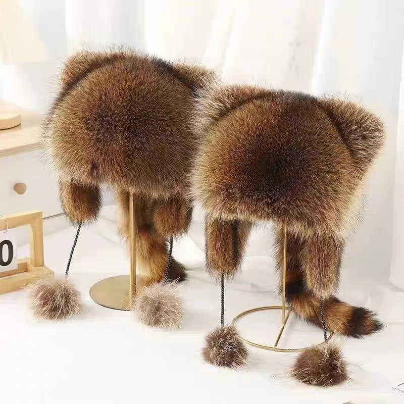 Winter Warm Cute Little Raccoon Hat Parentchild Hat Fashion Versatile Northeast Faux Fur Raccoon Fur Feng Hat H251020