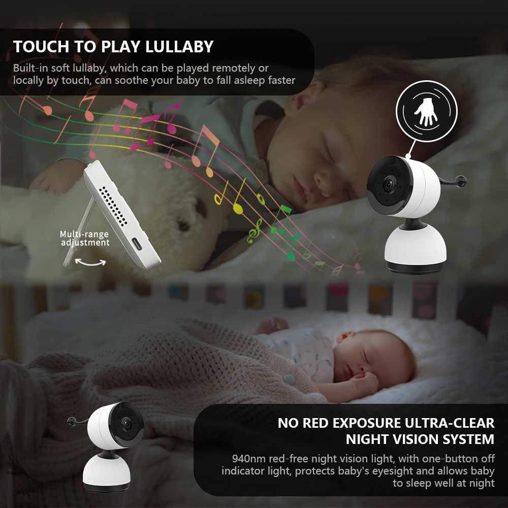 RSmart APP 5inch 720P Display Smart WiFi Baby Monitor 1080P PTZ Camera 2Way Talk Night Vision Lullaby with Charging Station J251121