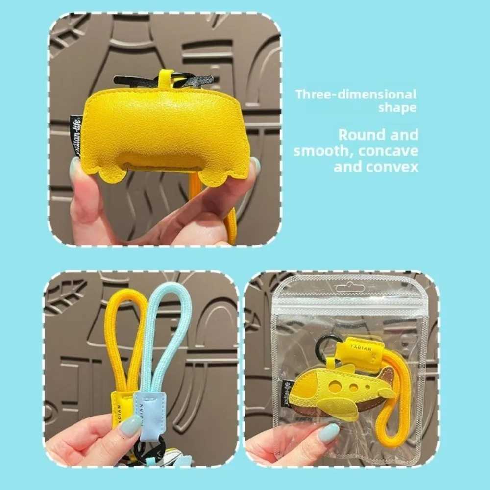 Cute Cartoon Airplane Keychain PU Leather Transportation Bus Shape Keychain Motorcycle Luxury Bag Hanging Decoration Women W251021