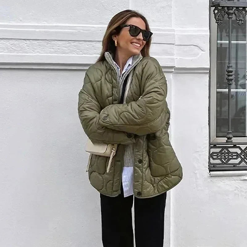 MUJER 2025 Quilted Jacket Women Parkas Long Sleeve Padded Coat Woman Warm Winter Woman Coats Casual Demiseason Jacket for Women 251021