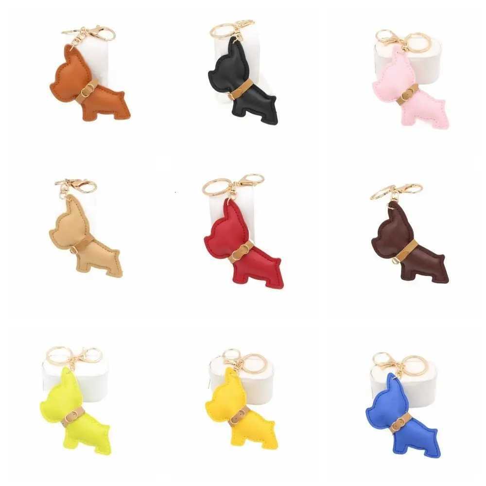 PU Leather Bulldog Keychain Cute Puppy Cartoon PU Leather Dog Hanger Fashion Animal Dog Bulldog Bag Pendant Backpack Decoration W251021