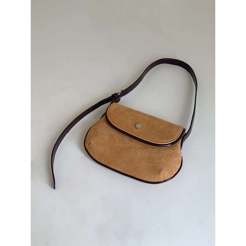 New Autumn Winter Handheld Saddle Patchwork Niche Design Flap Shell Single Shoulder Suede Bag For Women B5