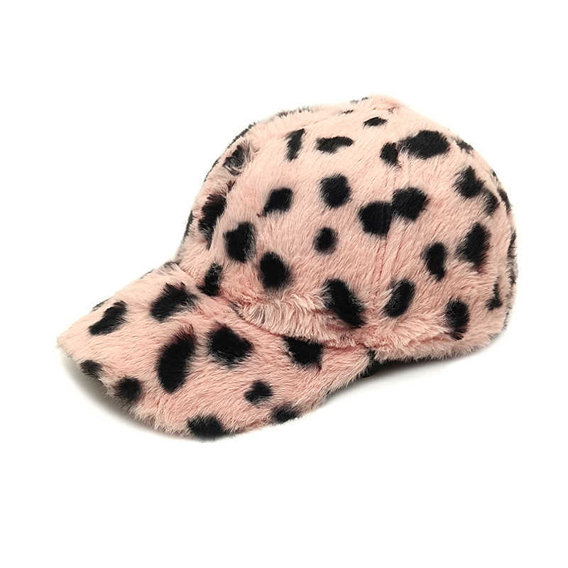 Winter New Leopard Print Baseball Cap Warm Plush Hat Womens Fashion Duckbill Cap Outdoor Versatile Sun Hat H251020