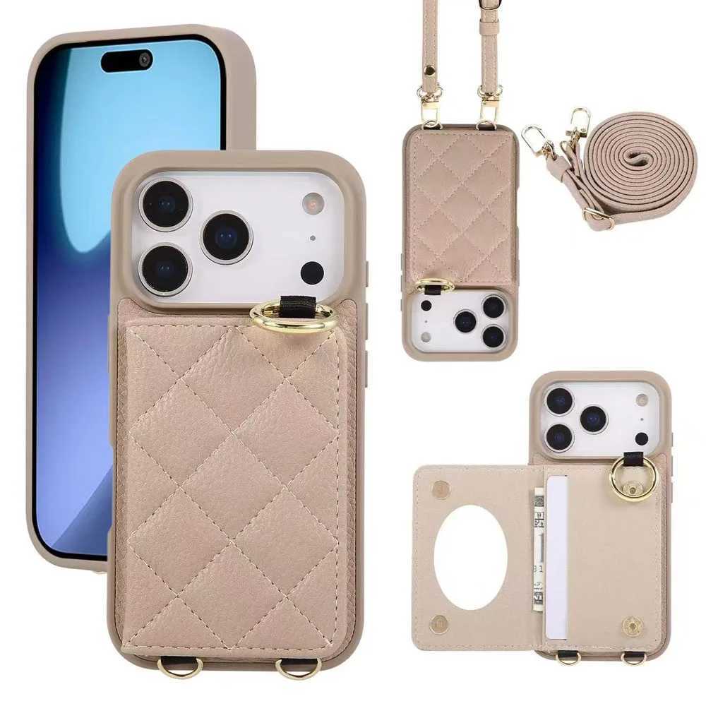 Crossbody Wallet with Card Holder Phone Case For iPhone 17 Pro Max 17Air 17 16 15 Plus 13 14Lanyard Wrist Strap Leather Cover J251114