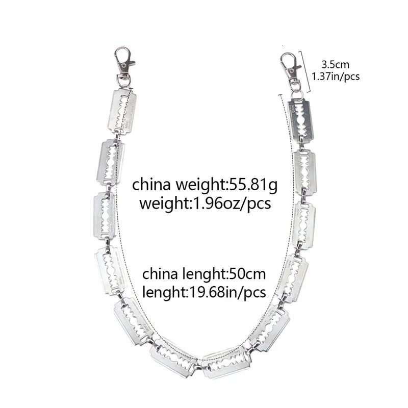 Personalized Neutral Belt Punk Cool Style Metal Blade Pant Chain Street Trend Mens and Womens Waist Chain 251021