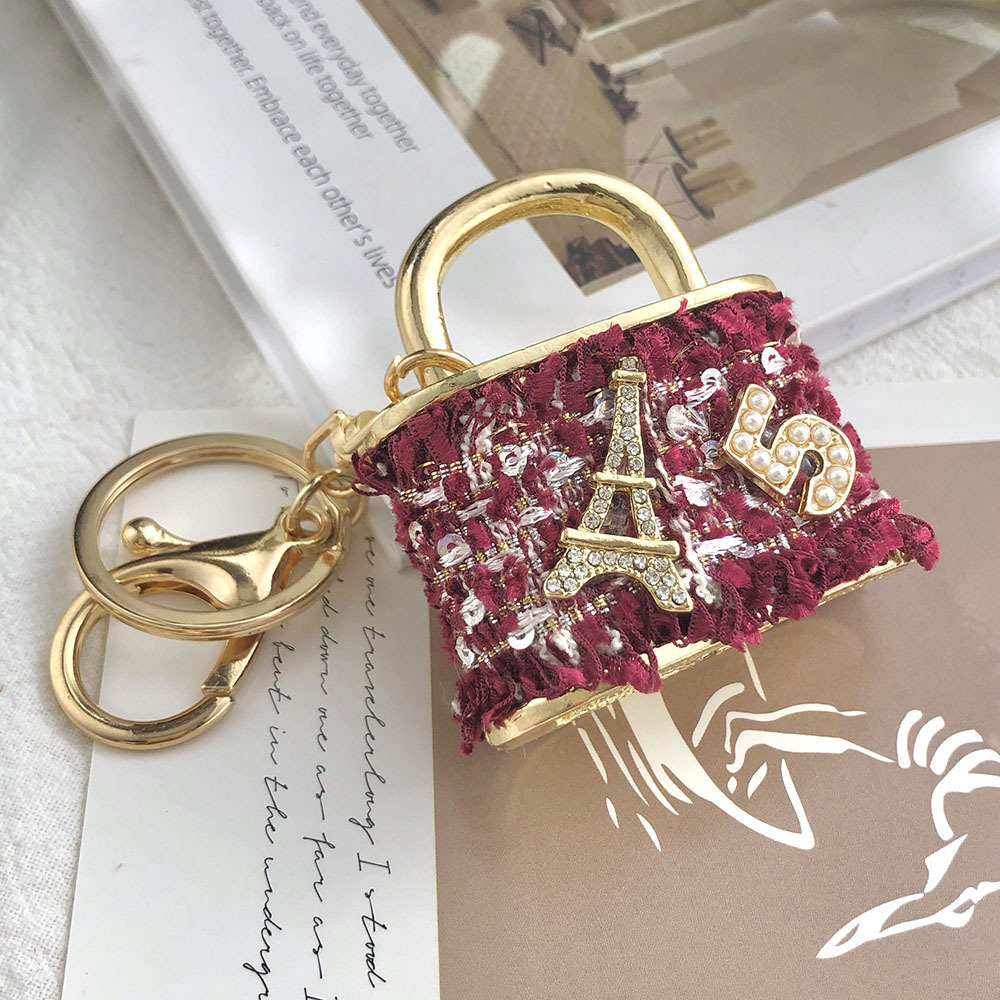 bag charms Creative Small Gift Korean Velvet Ins Bag Lock Shape Pendant Metal Keychain Cartoon key chain Z260130