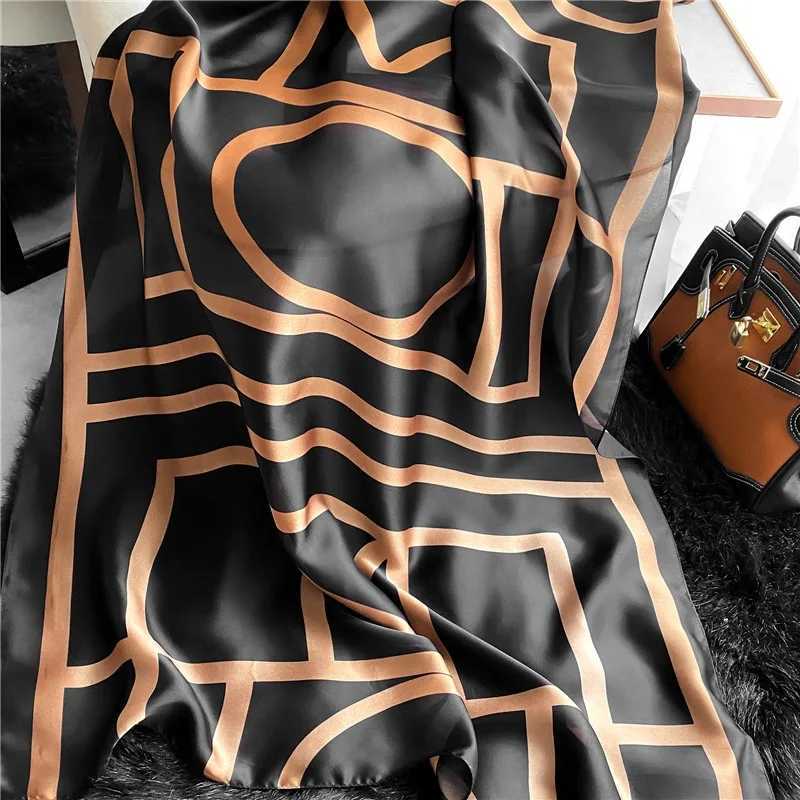 Spring Scarf Womens Luxury Design Polyester Material Smooth Scarf Soft Shawl Beach W251021