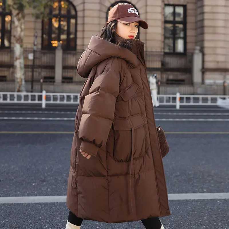 Girls Heavyweight Down Jacket 2025 Winter Long OverKnee Warm Coat for Kids Thick Winter Clothing with Thermal InsulationT251021