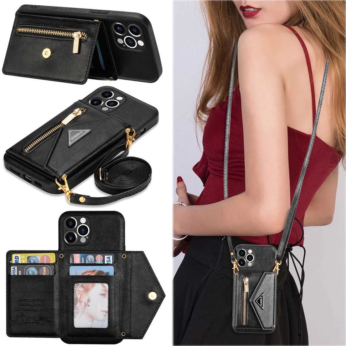 Zipper Wallet for IPhone 17 Air 16 15 Plus 14 13 12 Mini 11 Pro Max Case with Card Holder Lanyard Strap Crossbody Leather CoverY251021