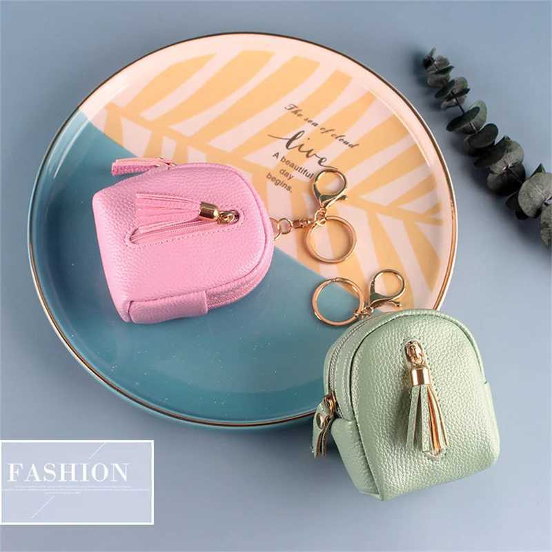 Fashion Mini Women Key Bag PU Leather Solid Color Keychain Hasp Small Key Organizer Luxury Cute Coin Purse Key Holder Wallet Key W251021