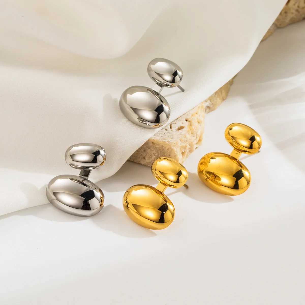 CARLIDANA Stainless Steel Half Minimalist Metal Drop Charm Earrings Women Anti Allergic High Quality Daily Fashion Japan Jewelry J251021