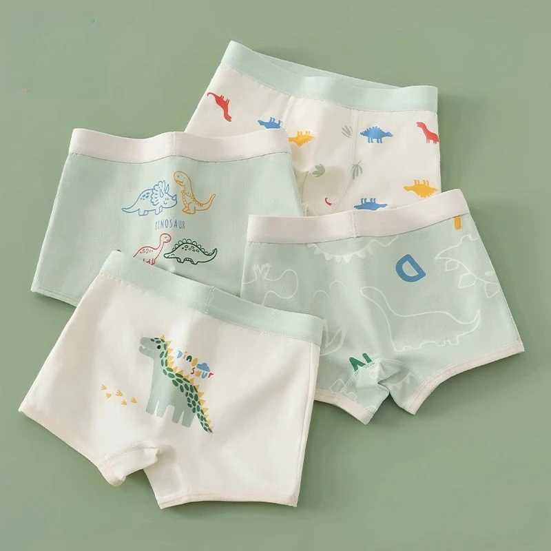 4PCS Kid Cotton Antibacterial Panties Boy Thin Soft Breathable Knickers 3y Young Children Underwears Baby Dinosaur Print Briefs J251021