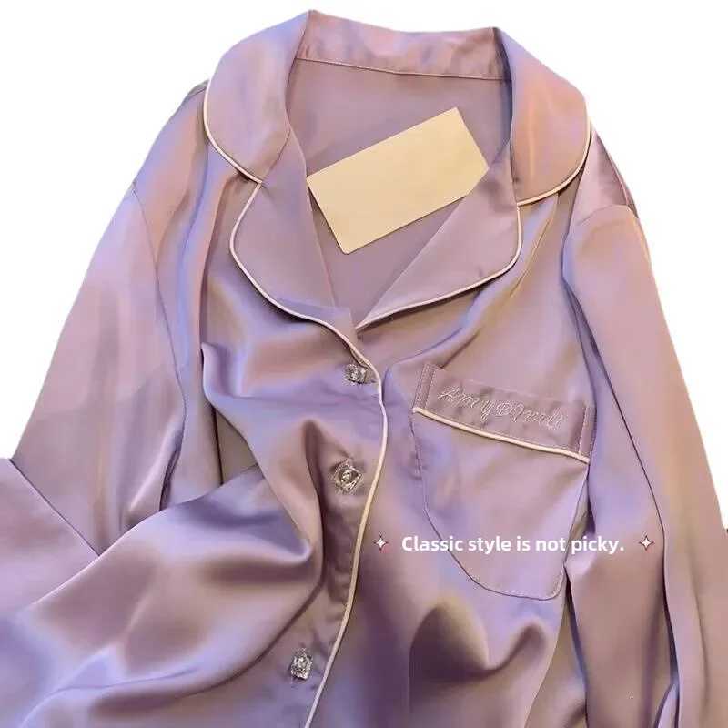 2023 Highend Feel Silk Long Sleeve Womens Pajama Set Air Conditioning Room Home Use Lightweight Summer Sleepwear1 Y251104