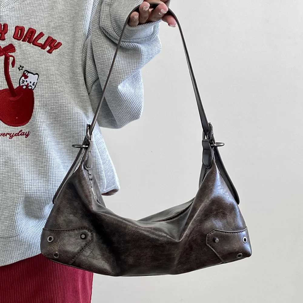 Pu Leather Retro Womens Underarm Bag Cool Y2k Girls Vintage Small Shoulder Bags Simple Female Crossbody Bag Handbags PurseXJ251021